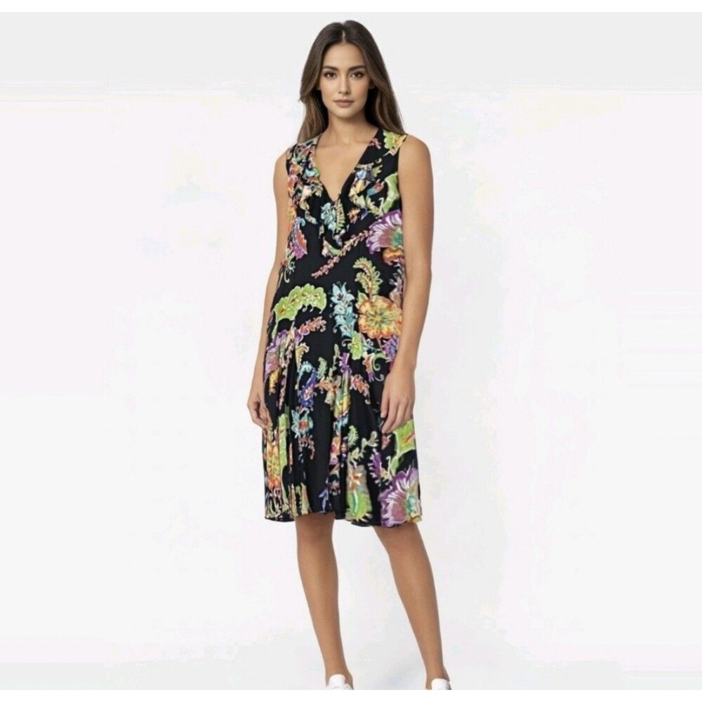 Lauren Ralph Lauren Multi Floral Sleeveless Fit Flare Dress Size L NWT $119